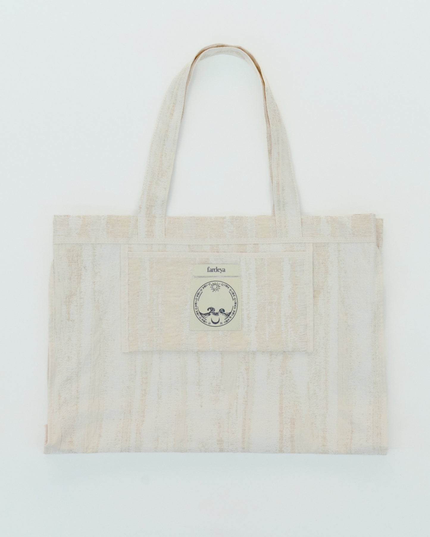Tote-all, ecru, cotton–rayon–linen blend, natural texture