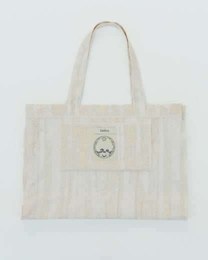 Tote-all, ecru, cotton–rayon–linen blend, natural texture