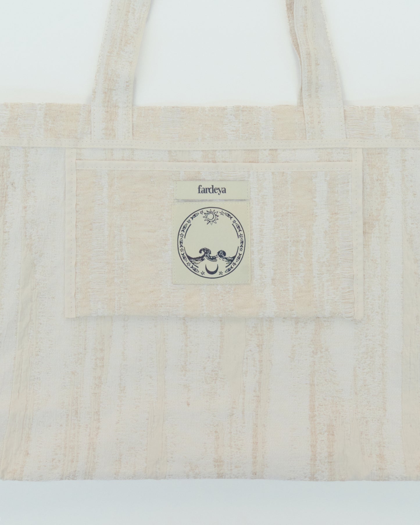 Tote-all, ecru, cotton–rayon–linen blend, natural texture