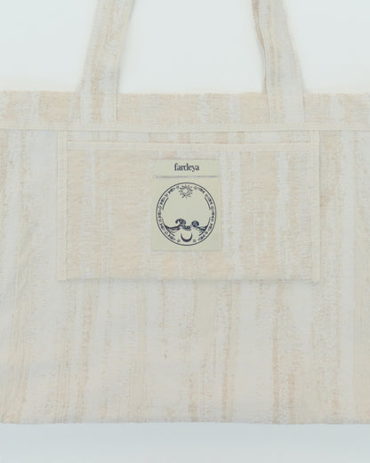 Tote-all, ecru, cotton–rayon–linen blend, natural texture