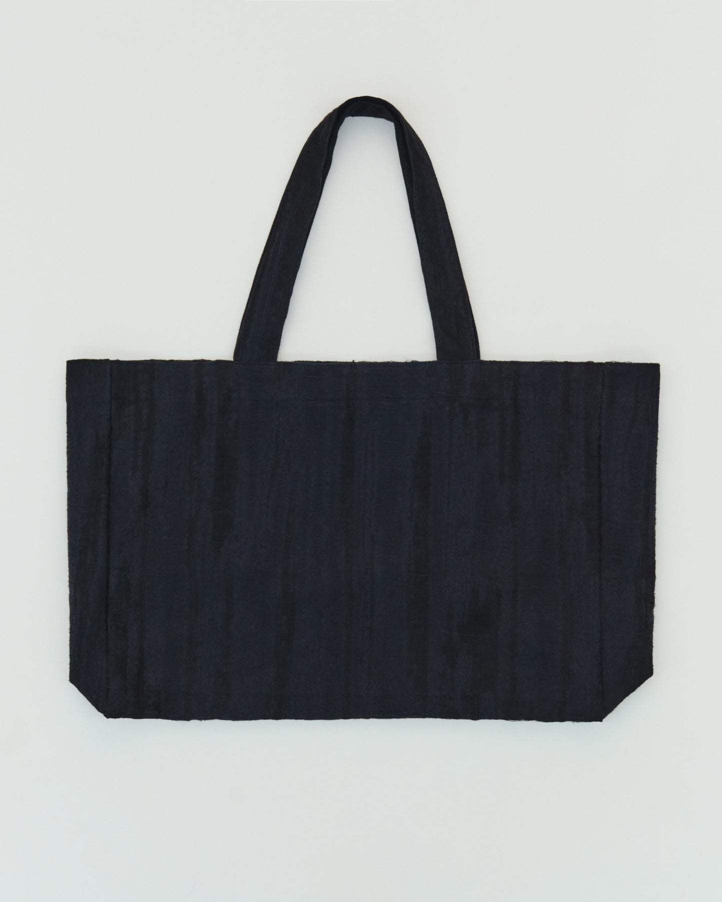 Tote-all, black, cotton–rayon–linen blend, natural texture
