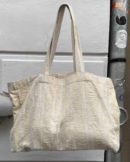 Tote-all, ecru, cotton–rayon–linen blend, natural texture